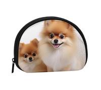 Cute pomeranian Coin Purse, Mini Wallet for Women Men Gifts Change Bag with Zipper Shell Shaped Small Coin Bag Travel Organizer Change Storage Pouch for Cash, Cards, Keys, Lipstick