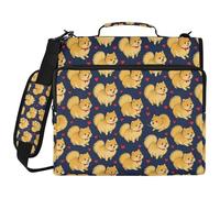 Cute Pomeranian Dog 1.5 Inch 3 Ringing Zipper Binder with Strap Laege Capacity School Supplies Organizer for Office School