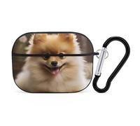 Cute Pomeranian Dog AirPods Pro 2 Case Cover, Shockproof Hard Shell Protective Case for Women Men, Compatible with Airpod Pro Case 2nd/1st Generation with Keychain-Black