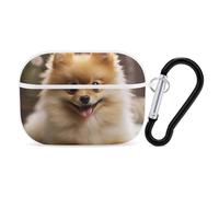 Cute Pomeranian Dog AirPods Pro 2 Case Cover, Shockproof Hard Shell Protective Case for Women Men, Compatible with Airpod Pro Case 2nd/1st Generation with Keychain-White