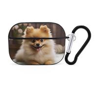 Cute Pomeranian Dog AirPods Pro Case Cover with Keychain Ring PC Hard Shell Protective Case for AirPods Pro 2nd for Women Men Generation Easy Open Full Drop Protection Cover Black-Style