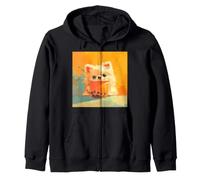 Cute Pomeranian Dog Bubble Tea Cute Puppy Lover Zip Hoodie