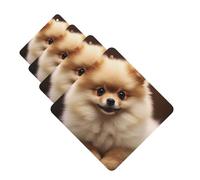 Cute Pomeranian dog Car Air Fresheners Cards 4 Pcs Hanging Fragrance Scented Cards Long-Lasting Car Aromatherapy Tablets for Wardrobe Bathroom Car Interior Mirror Pendant Gifts
