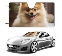 Cute Pomeranian Dog Car Windshield Sun Shade Keep Car Interior Cool 51"x28" Folding Front Window Sun Shade, Heat Shield for SUV, Truck, Blocks UV
