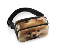 Cute Pomeranian Dog Fanny Pack for Women, Personalized Waist Bag with Multi-Pockets for Men, Belt Bag for Travel, Crossbody Bags with Zipper, Adjustable Bum Bags for Running