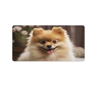 Cute Pomeranian Dog Gaming Mouse Mat Large Desk Pad 24 X 12 Inches Non-Slip Rubber Extended Computer Mat Desktop Protector Pad with Stitched Edge for Office Home Keyboard