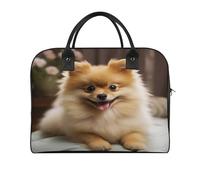 Cute Pomeranian Dog Laptop Tote Bag Casual Travel Handbag Multi Pocket Shoulder Bags for Work Travel