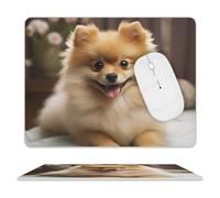 Cute Pomeranian Dog Mouse Pad for Office, Leather Mouse Mat with Non-Slip Base, Waterproof Desk Pad Protector for Home, Personalized Mouses Mat for Travel, Outdoor, 10" X 8"