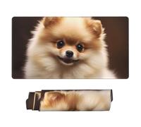 Cute Pomeranian Dog Mouse Pad Large Desk Mat XL PU Leather Desk Pad Waterproof Gaming Mousepad Easy Clean Desk Protector Mat Keyboard Mats, Writing Pad for Office Home 29.5 x 16 in