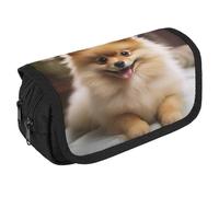 Cute Pomeranian Dog Pencil Case Organizer - Large Capacity 3 Compartment Pencil Pouch for Adults, Portable Makeup Bag & Aesthetic Stationery Bag with Zipper (8.7x4.3") Unisex Gift