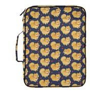 Cute Pomeranian Dog Plastic File Organizer Multi-Pocket 1.5-Inch 3-Ringing School Zipper Binder with Zipper Closure for Office Supply