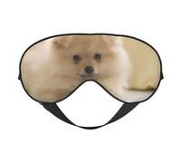 Cute Pomeranian Dog Print Soft Eye Mask -Elastic Nighttime Shade, Light-Proof Blindfolds for Plane, Yoga, Travel, Full Eye Covers