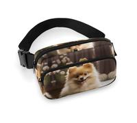 Cute Pomeranian Dog Printed Fanny Pack Fanny Packs for Women Men,Crossbody Bag Large Chest Bag with Adjustable Strap for Outdoors Workout Traveling Casual Running, Cute Pomeranian Dog, 20x13cm