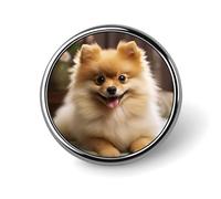 Cute Pomeranian Dog Round Badge Personalized Metal Lapel Pin Badges Fit Clothing Bags Hat Humorous Printed Brooch Badge Party Decorations Accessories for Men Women