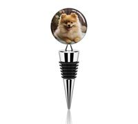 Cute Pomeranian Dog Wine Stopper Zinc Alloy Beverage Bottle Stopper Reusable Leak Proof Wine Cork Cute Champagne Saver Decorative Bottle Sealer Plug Gift for Men Women