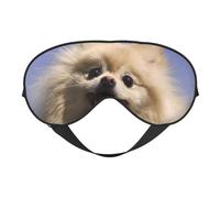 Cute Pomeranian Double Sided Sleep Mask, Adjustable Blackout, Silk-Like Eye Mask for Sleeping,Travel, Soft, Breathable, Lightweight Comfortable Blindfold