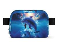 Cute pomeranian Fanny Pack Crossbody Waist Bag Pack Waterproof Mini Belt Bag Bum Hip Bag for Men Women, Cute Dolphins, One Size
