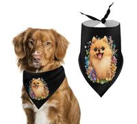 Cute Pomeranian Flowers Floral Dog Bandana Adjustable Pet Scarf Bib Cute Triangle Handkerchief for Dogs Cats Gifts