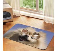 cute pomeranian Patterned Pet Feeding Mat with Water-Absorbing PU Top & Rubber Base - Anti-Slip Dog Cat Food Mat for Cats, Dogs & Pets, 40x60cm