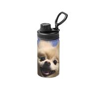 Cute Pomeranian Print 12 Oz Insulated Double Walled Stainless Steel Metal Water Bottle for Cold Hot Drink