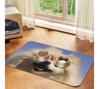 cute pomeranian print PU Leather Feeding Mat for Dogs Cats Pet Food Mat Absorbent Non-Slip Rubber Bottom