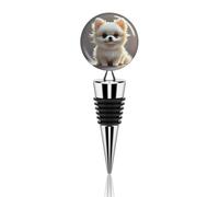 Cute Pomeranian Wine Stopper Zinc Alloy Beverage Bottle Stopper Reusable Leak Proof Wine Cork Cute Champagne Saver Decorative Bottle Sealer Plug Gift for Men Women