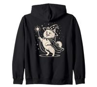 Cute Pomeranian Wizard, Dog with Magic Wand, Magical Puppy Zip Hoodie