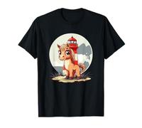 Cute Pony Lighthouse Cartoon Scene T-Shirt