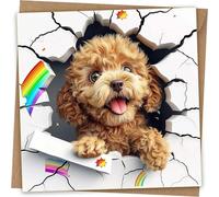 Cute Poodle Dog Greeting Card - Funny Dog Face Greeting birthday Card