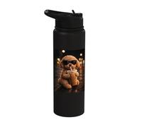 Cute Poodle Dog with Iced Coffee Stainless Steel Insulated Water Bottle