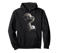 Cute Poodle Holding Full Moon Moonlight Aesthetic Dog Art Pullover Hoodie