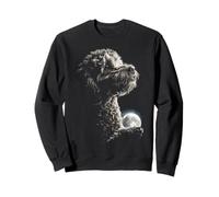 Cute Poodle Holding Full Moon Moonlight Aesthetic Dog Art Sweatshirt