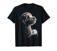 Cute Poodle Holding Full Moon Moonlight Aesthetic Dog Art T-Shirt