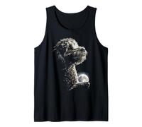 Cute Poodle Holding Full Moon Moonlight Aesthetic Dog Art Tank Top