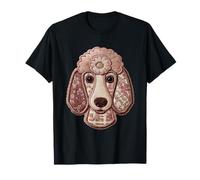 Cute Poodle Patchwork Floral Dog Boho Folk Art Graphic T-Shirt