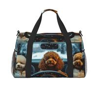 Cute Poodle Waterproof Weekender Bags Duffel Bag Large Carry On Hand Luggage Bags Foldable Tote Bag for Travel Sports Gym Dance