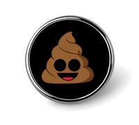 Cute Poop Shit Novelty Brooches & Pins Round Personalised Metal Lapel Badge With Butterfly Clutch Clasp