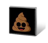 Cute Poop Shit Novelty Brooches & Pins Square Personalised Metal Lapel Badge with Butterfly Clutch Clasp