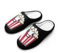 Cute Popcorn Buck Cotton Women's Slip-on Slippers Winter Warm House Shoes with Rubber Sole for Home Office Hotel