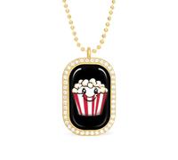 Cute Popcorn Buck Women's Alloy Long Necklaces Square Pendant Ladies Diamond Necklace Jewelry Gift Golden-style