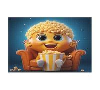 Cute Popcorn Jigsaw Puzzles for Kids 1000 Pieces 3d Wooden Puzzle Decompression Game for Adults Women Girl Educational Game Toys （75×50cm）