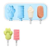 Cute Popsicle Mold with Stick, Homemade Mini Ice Pop Mold, Reusable Silicone Ice Cream Mold (Blue, Cream Mold)