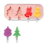 Cute Popsicles Molds With Sticks, Homemade Mini Ice Pop Mold, Reusable Silicone Ice Cream Molds (pink, Christmas tree shape)