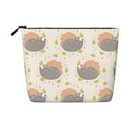Cute Porcupine Large Capacity Travel Makeup Bag for Women,Waterproof Single-Ply Imitation Hemp Portable Zipper Cosmetic BagCosmetic Organizer Pouch