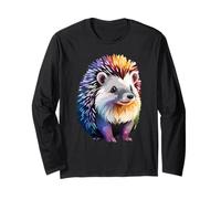 Cute Porcupine Watercolor Graphic Animal Lover Rodent Long Sleeve T-Shirt