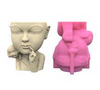 Cute Portrait Gypsum Flower Pot Silicone Mold Epoxy Resin Casting Mold Vase Cement Clay Pen Holder Flower Pot Resin Molds Silicone