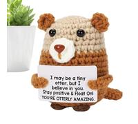 Cute Positive Crochet - Cute Otters Figure, Inspirational Animal for Gifting, Handmade-Uplifting Doll, Table-Ornament Tool with Heartfelt-Message, Knitted-Doll Unit for Encouraging & Comforting
