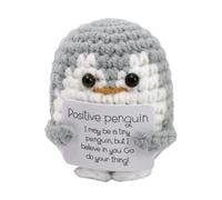 Cute Positive Funny Penguin Wool Knitting Doll, Mini Pocket Hug Penguin Doll with Positive Card Crochet Encourage Creative Plush Emotional Gifts for Mother's Day Lovers Birthday Children's Day