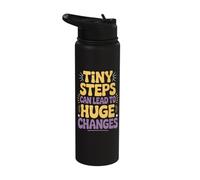 Cute Positive Message Tiny Steps Teacher Parents Kids Stainless Steel Insulated Water Bottle