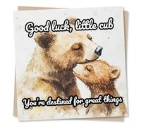 Cute Positivity or Support or Good Luck Card For Loved One - Little Cub, You're Destined For Great Things - Bear Hug, Animal Lover - For Sister, Brother, Men, Women, Bestie
